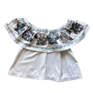 Cold shoulder Mexican embroidered top
